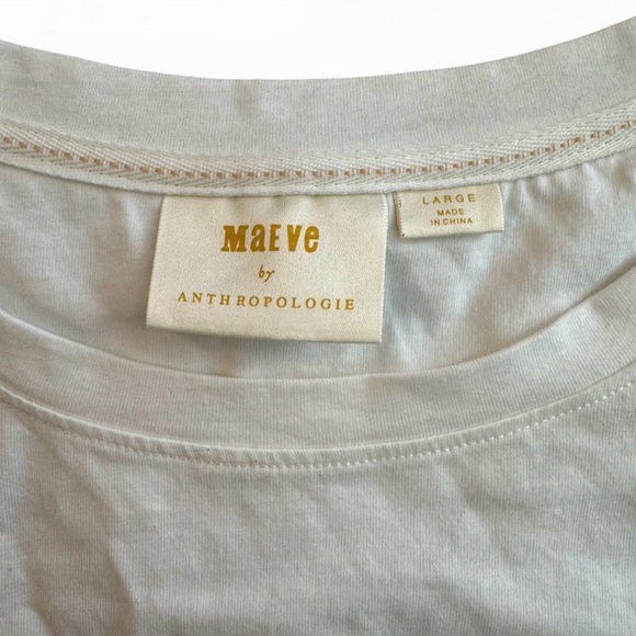 Anthropologie Maeve White Short Sleeve Blouse with Ring Detail - Picture 4 of 4